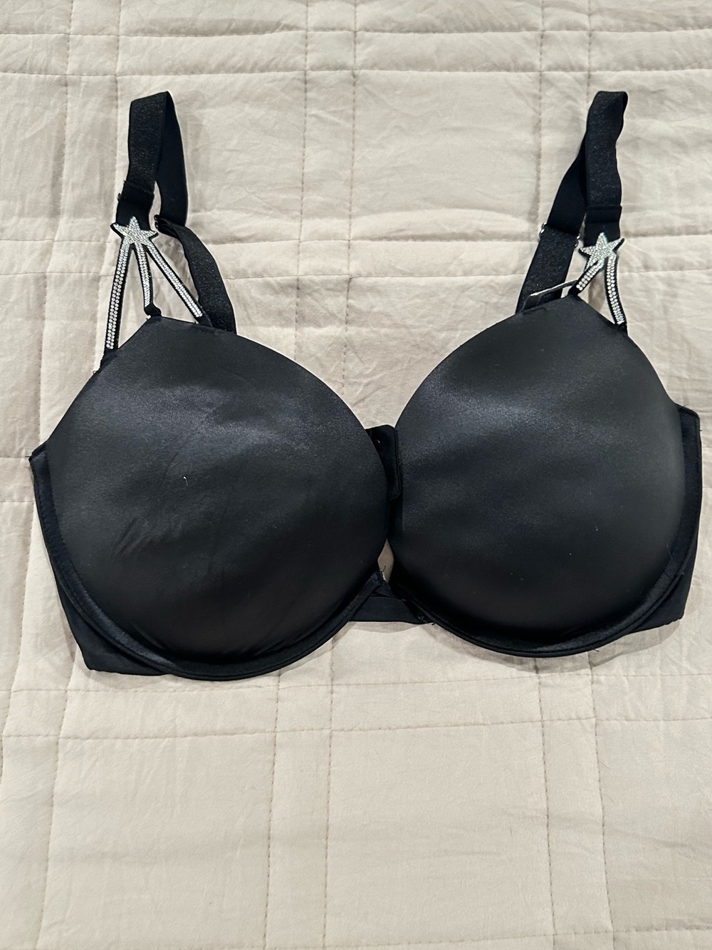 Victoria's Secret Black Padded Underwire Bra with Star Strap Detail